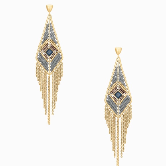 :: S&D Gold Aiyana Fringe Chandeliers Earrings - Picture 2 of 8